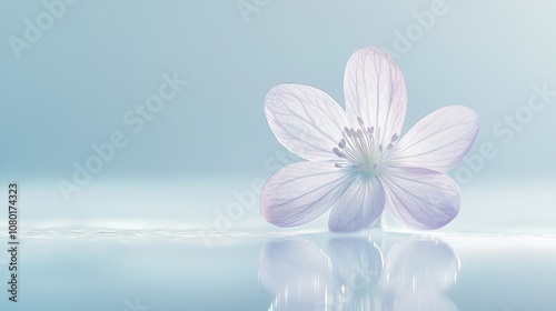 A flower is reflected in the water