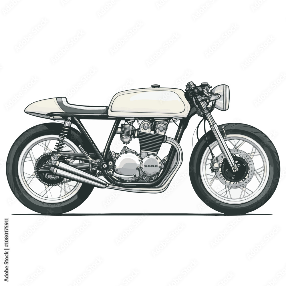 Obraz premium Classic Cafe Racer Motorcycle Illustration