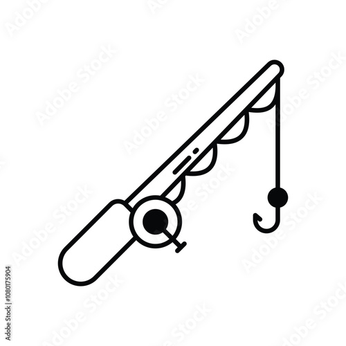 Fishing Rod vector icon stock illustration