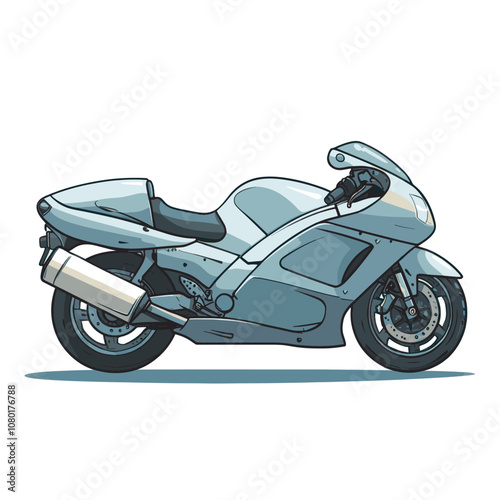 Blue Sportbike Motorcycle Illustration