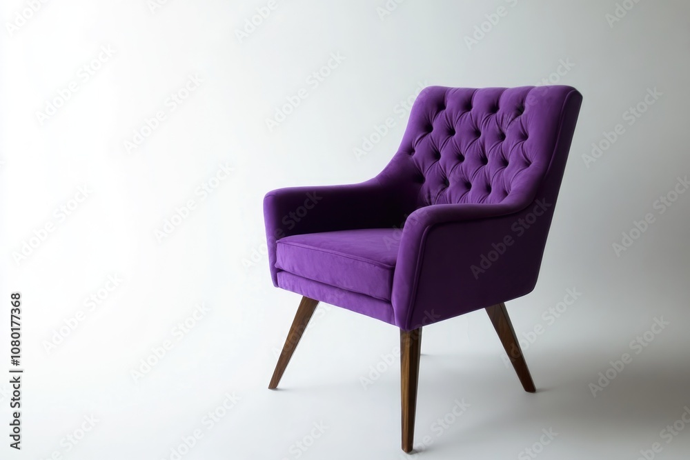 Obraz premium Elegant Purple Armchair with Tufted Backrest for Modern Interior Design