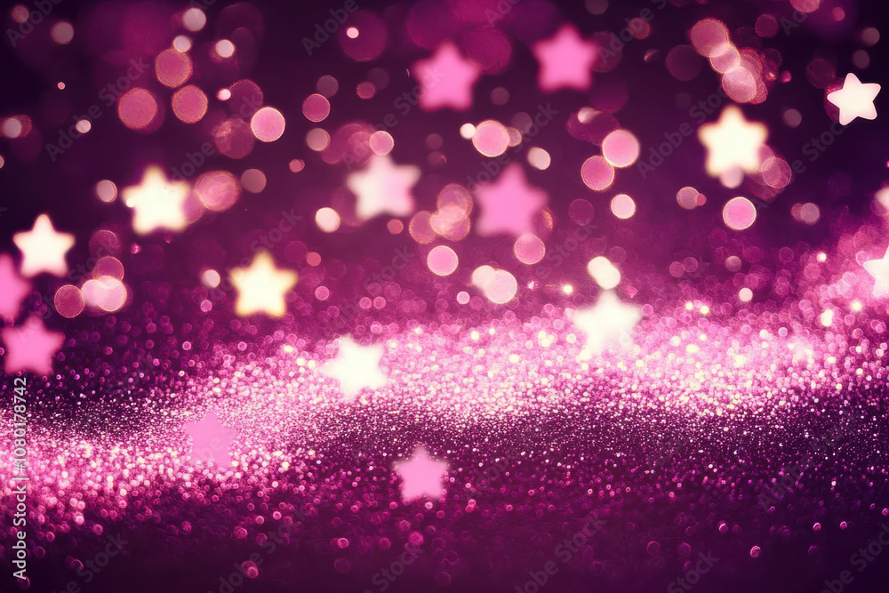 dreamy background featuring pink stars and sparkling bokeh lights, creating whimsical atmosphere perfect for celebrations or creative projects dreamy background featuring pink stars and sparkling bokeh lights, creating whimsical atmosphere perfect for celebrations or creative projects