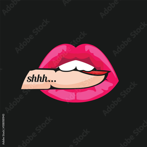 finger on lips vector illustration