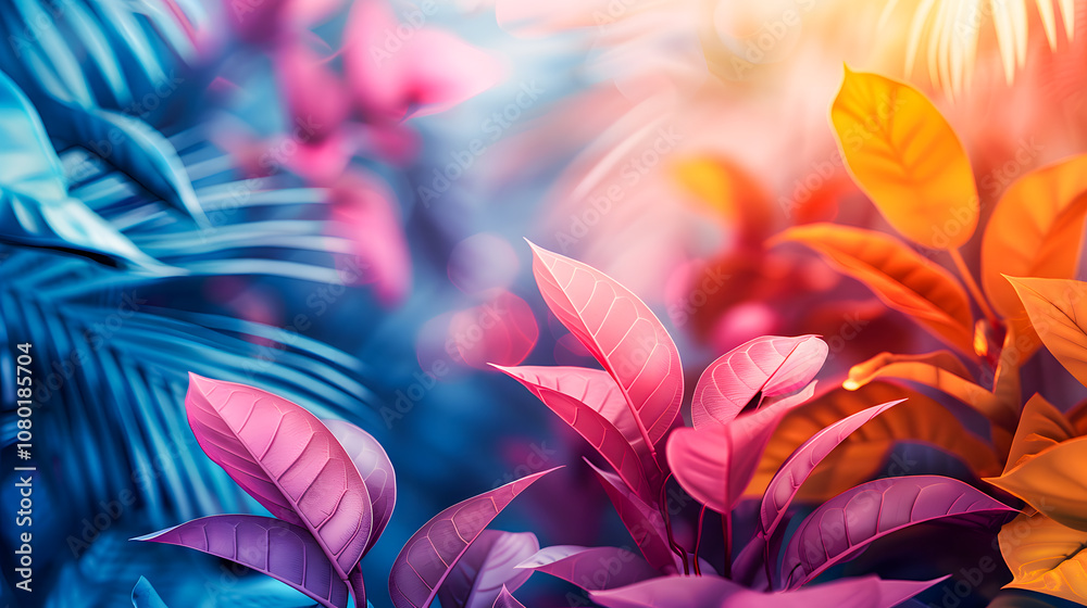 The summer background, the colorful tropical leaves, the artistic palm tree wallpaper, the colorful tropical leaves of the season The summer background, the colorful tropical leaves, the artistic palm tree wallpaper, the colorful tropical leaves of the season