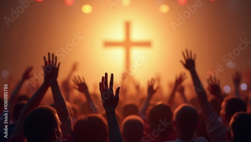 A large crowd of people are gathered together in a church