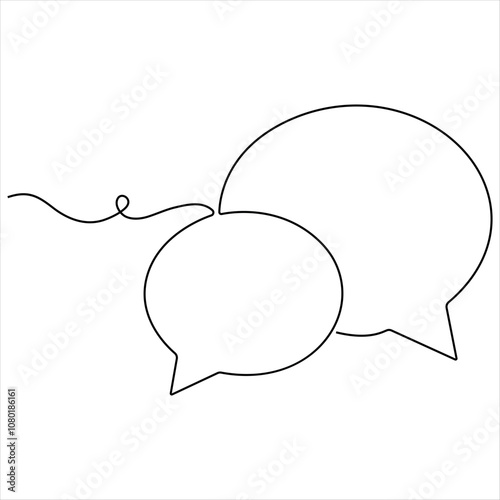  Continuous speech bubble single line art drawing dialogue speech bubble border vector illustration