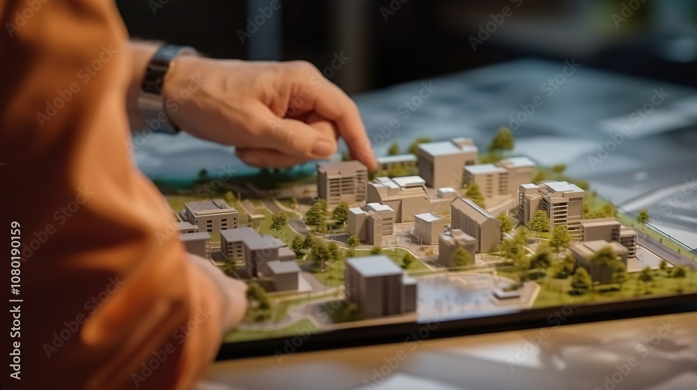 Superb a man searching building plot on a cadastral plan to choose and buy a building plot Superb a man searching building plot on a cadastral plan to choose and buy a building plot