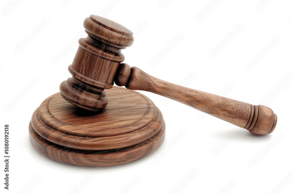Law Isolated. Wooden Judge Gavel for Trial with Soundboard on White Background Law Isolated. Wooden Judge Gavel for Trial with Soundboard on White Background