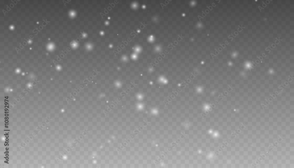 Christmas snowflakes on a transparent background. Snow flakes, snow background. Snow flakes, snow background. heavy snowfall, snowflakes in different shapes and forms.