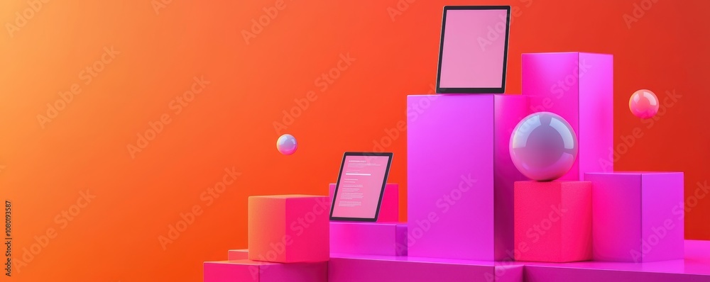 Modern creative mockup highlighting a responsive website preview on multiple devices with dynamic, eye-catching elements