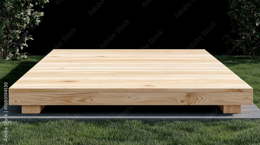 Step-by-step assembly of a wooden terrace, featuring precise alignment of joists and support systems on a prepared foundation Step-by-step assembly of a wooden terrace, featuring precise alignment of joists and support systems on a prepared foundation