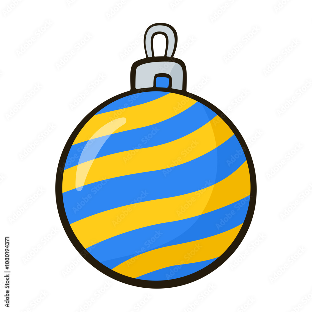 Blue and yellow bauble. Cartoon illustration Blue and yellow bauble. Cartoon illustration