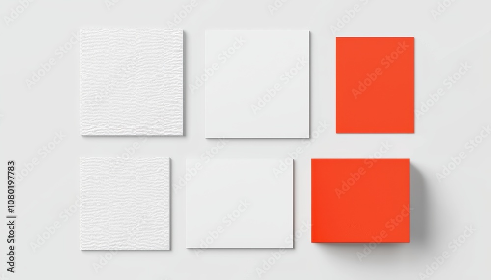 Unique creative mockup with customizable preview panels, bold geometric shapes, and clean design, ideal for showcasing projects, 3D illustration Unique creative mockup with customizable preview panels, bold geometric shapes, and clean design, ideal for showcasing projects, 3D illustration