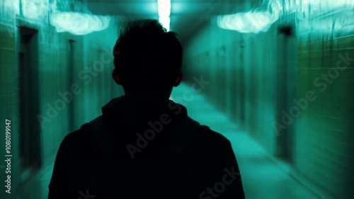Man Walking The Illuminated Corridor The Hospital
