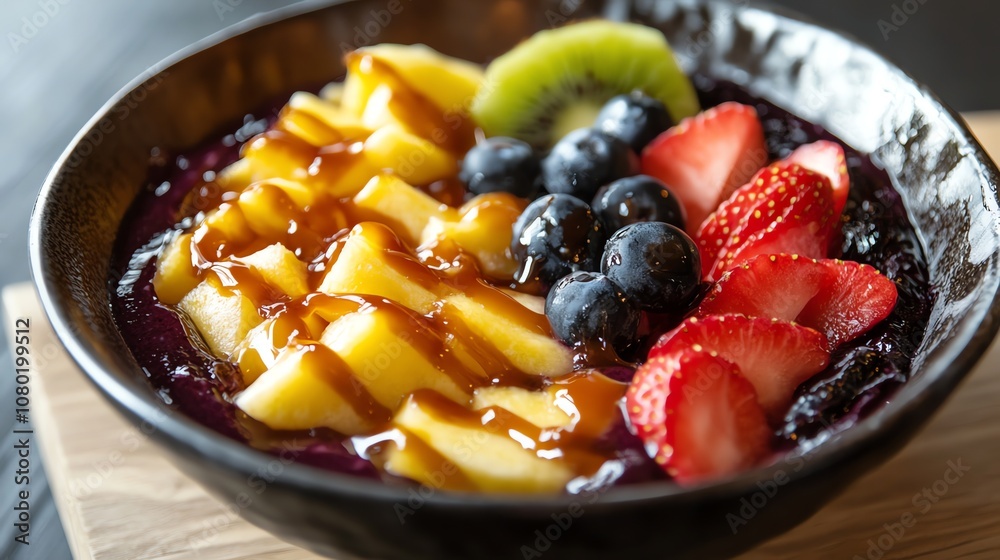 Acai bowl with fruit and nuts. Acai bowl with fruit and nuts.