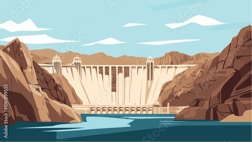 Hoover Dam- The Borderline Between Arizona and Nevada.eps