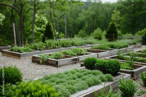 A garden with many different plants and a lot of greenery