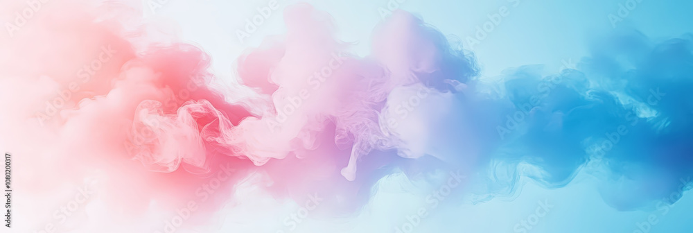 Fototapeta premium Aesthetic abstract background with gradient of smoky blue and pink colours. Presentation template. Generative AI