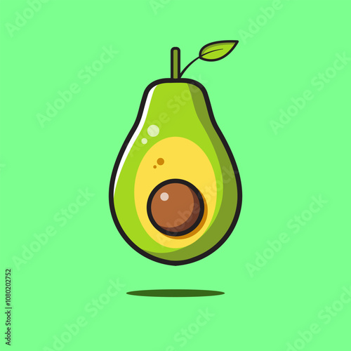 Avocado fruit vector icon illustration in cartoon style
