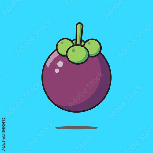 Mangosteen fruit vector icon illustration in cartoon style