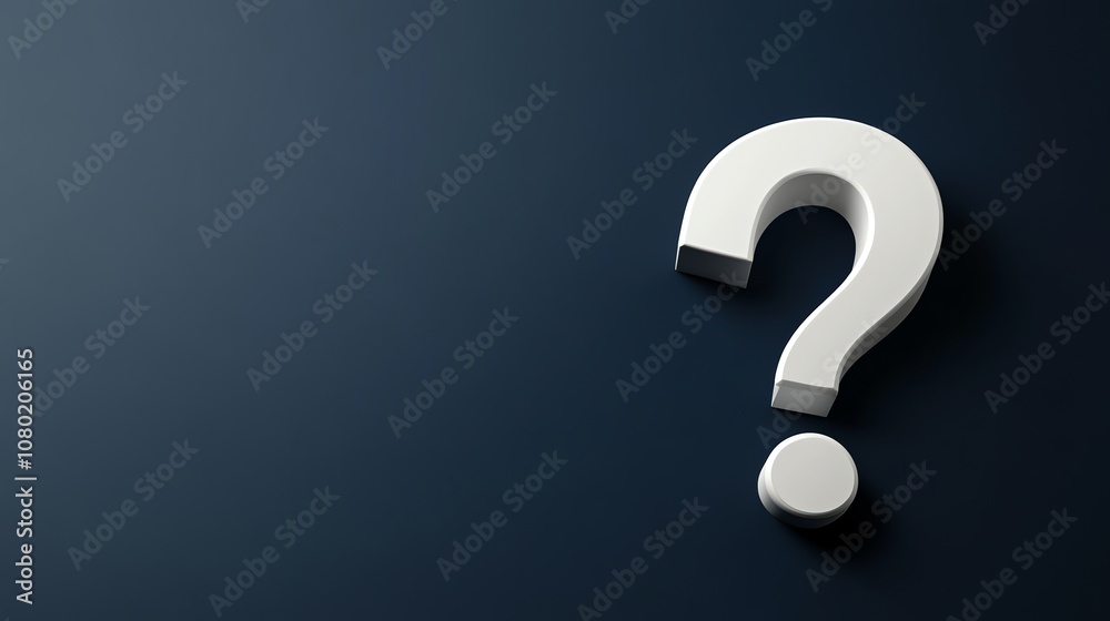 A white question mark on a blue background. A white question mark on a blue background.