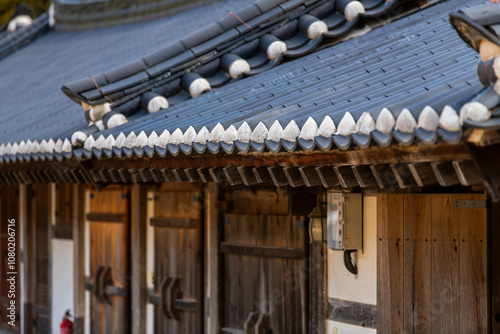 eaves and roofs in the Korean traditional buildings photo