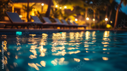 Wallpaper Mural Tropical resort pool at night Torontodigital.ca