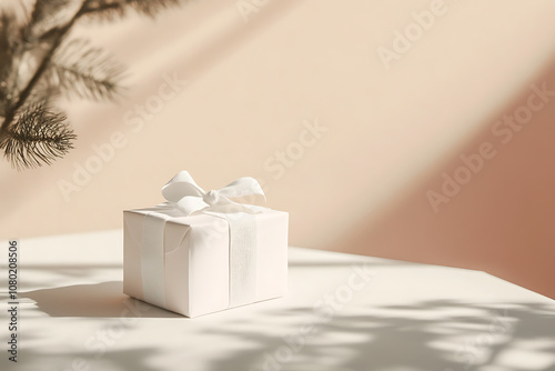 Christmas gift box mockup with simple, minimal design