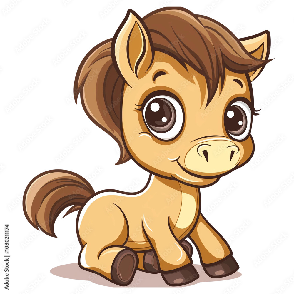 Obraz premium Funny Horse PNG Clipart Cute Watercolor Horse Design