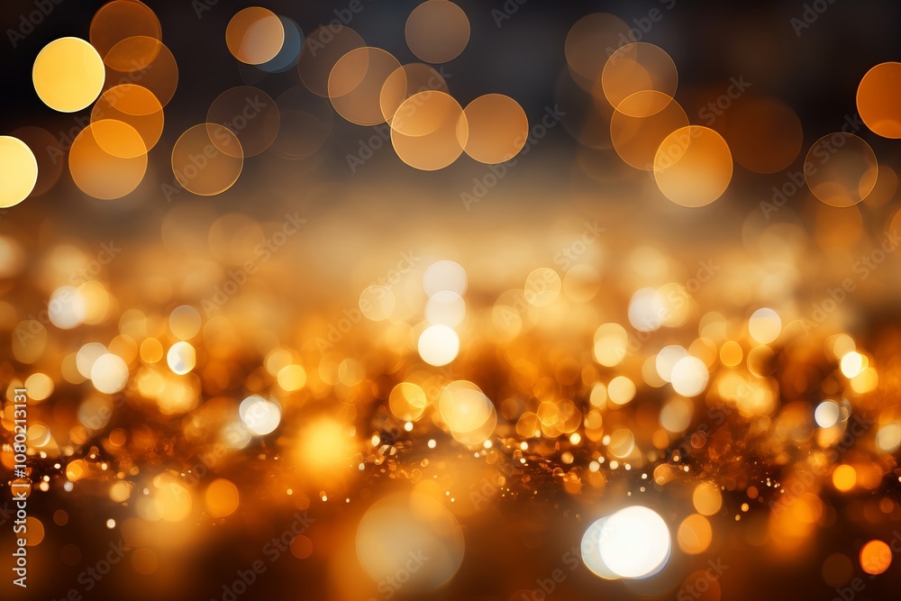 Sparkling golden bokeh background creates a warm atmosphere for celebrations. Generative AI Sparkling golden bokeh background creates a warm atmosphere for celebrations. Generative AI