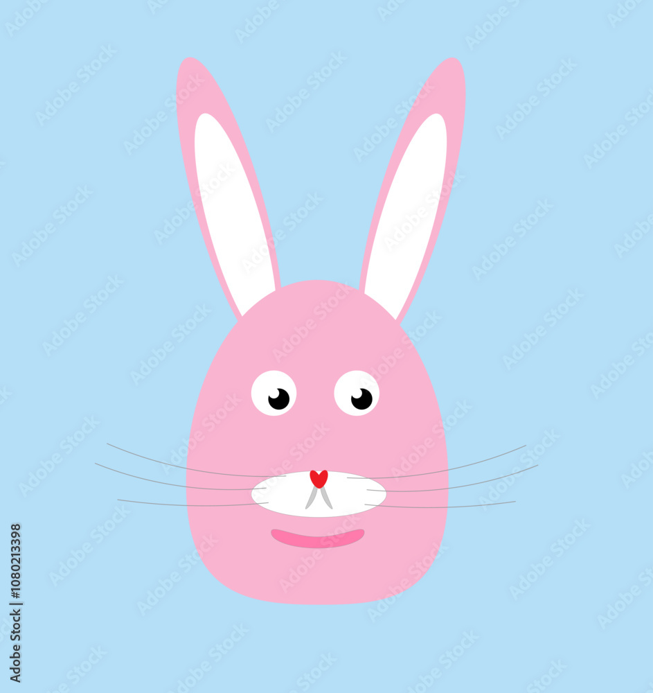 Obraz premium the head of a pink hare on a light blue background