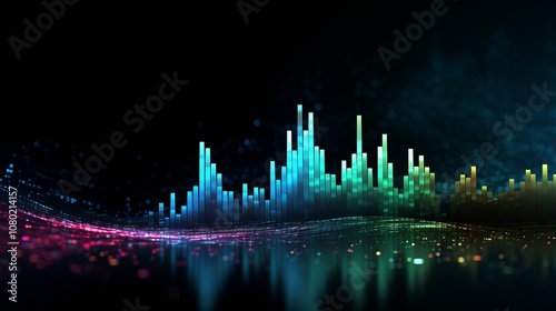 Vibrant sound waves dance in colorful patterns against a dark backdrop. Generative AI