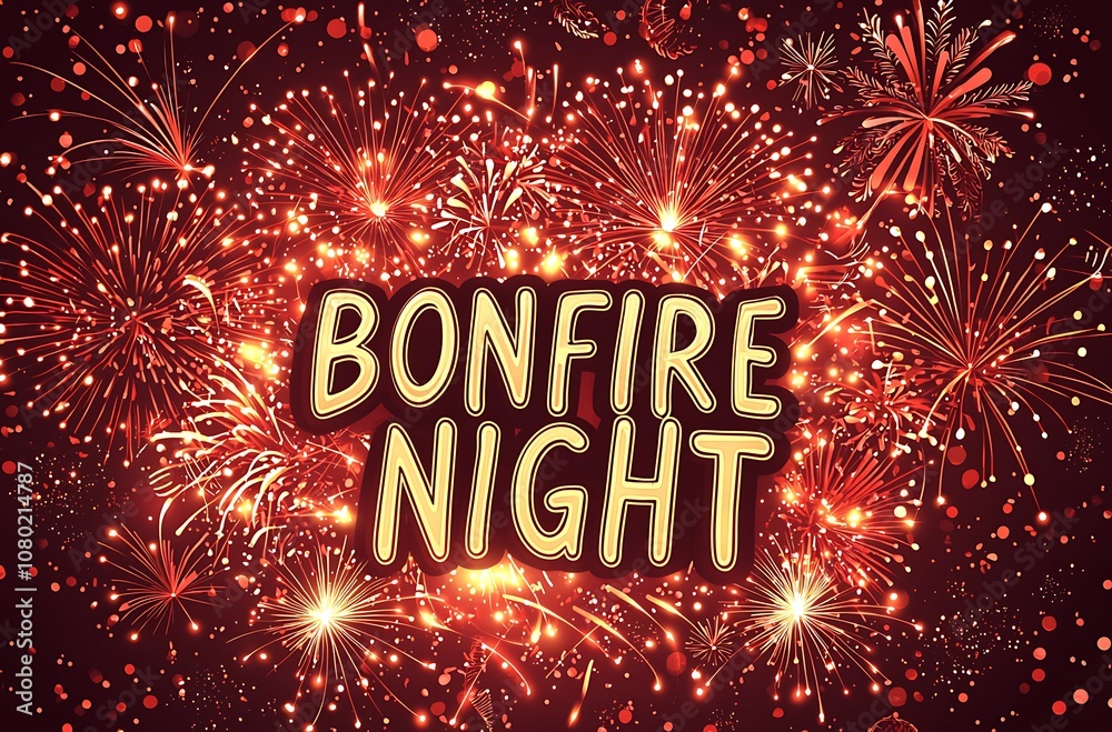 Bonfire night logo with text BONFICE NIGHT and fireworks