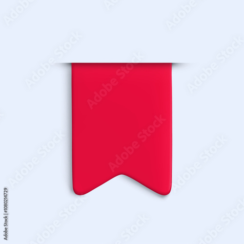 Vector Realistic 3d Red Ribbon on grey background. Cute design element, decorative sticker with shadow in slot. Cartoon 3d ribbon tag for sale banner, price tag, advert, game, app, label, note. Free Download Vector Realistic 3d Red Ribbon on grey background. Cute design element, decorative sticker with shadow in slot. Cartoon 3d ribbon tag for sale banner, price tag, advert, game, app, label, note. - GFXLoad