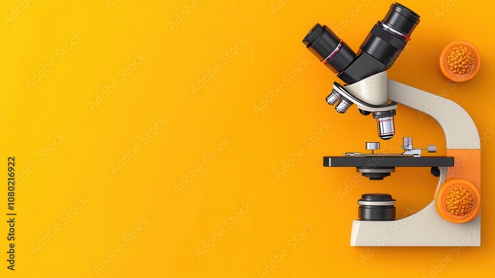Chemical cell division microscope theme 3D render