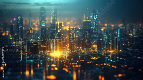 Wallpaper Mural Futuristic Cityscape at Night Torontodigital.ca