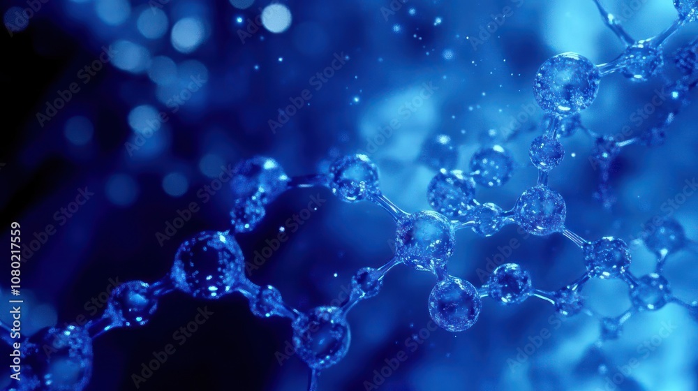 A close-up of molecular structures in blue tones, depicting scientific themes and research. A close-up of molecular structures in blue tones, depicting scientific themes and research.