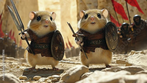 fantasy world with hamsters soldiers ready for combat A