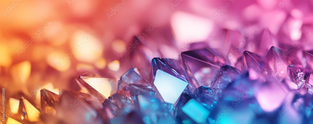 Detailed macro shot of a crystal reflecting colored lights, ultra-high contrast, vibrant and sharp details Detailed macro shot of a crystal reflecting colored lights, ultra-high contrast, vibrant and sharp details