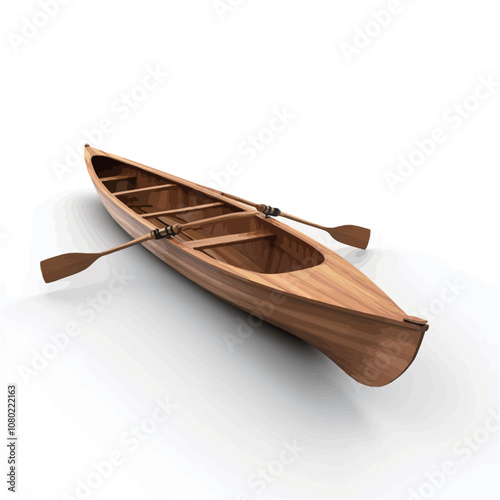 Wooden boat isolated on white background. 3d render image..eps