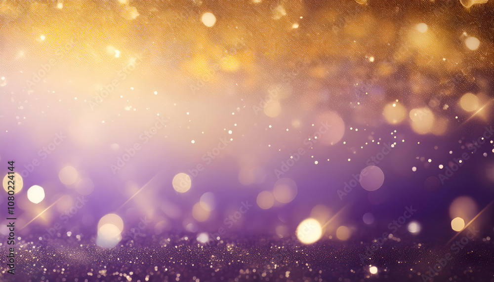 Abstract background featuring a blend of purple and gold lights creating a magical bokeh effect. Perfect for festive celebrations, elegant designs, or inspirational concepts showcasing vibrant colors Abstract background featuring a blend of purple and gold lights creating a magical bokeh effect. Perfect for festive celebrations, elegant designs, or inspirational concepts showcasing vibrant colors