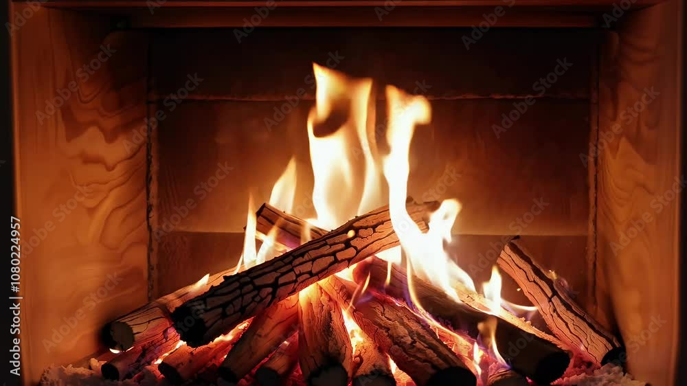 real wood creating warm inviting atmosphere ideal winter Christmas holidays comfortable november thanksgiving holiday hearth cosy year coal night relaxation effect flaming frame loop glowing autumn