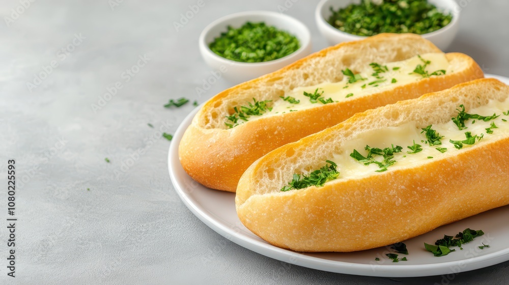 Two slices of bread with parsley garnish on white plate, simple and delicious culinary delight