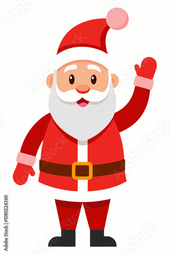 Santa Claus waving cheerfully in a festive red suit during the holiday season, celebrating Christmas with joy and goodwill