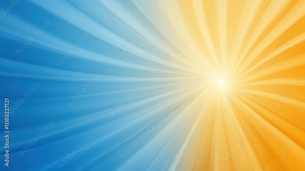 Obraz premium Radiant sunbeam piercing through vibrant blue and yellow backdrop, uplifting visual spectacle of light energy