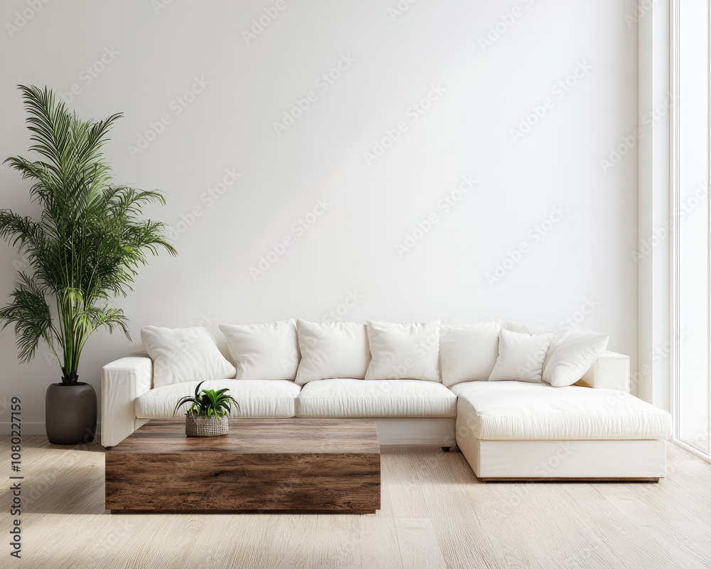 White Wall with Low-Profile Sectional Couch for a Spacious, Contemporary Living Room White Wall with Low-Profile Sectional Couch for a Spacious, Contemporary Living Room