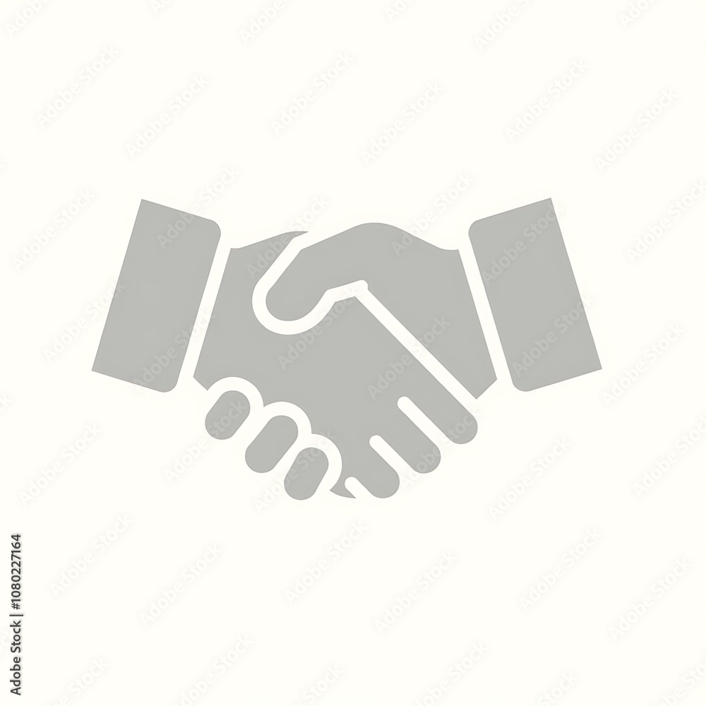Simple handshake graphic symbolizing agreement and partnership on a light background Simple handshake graphic symbolizing agreement and partnership on a light background