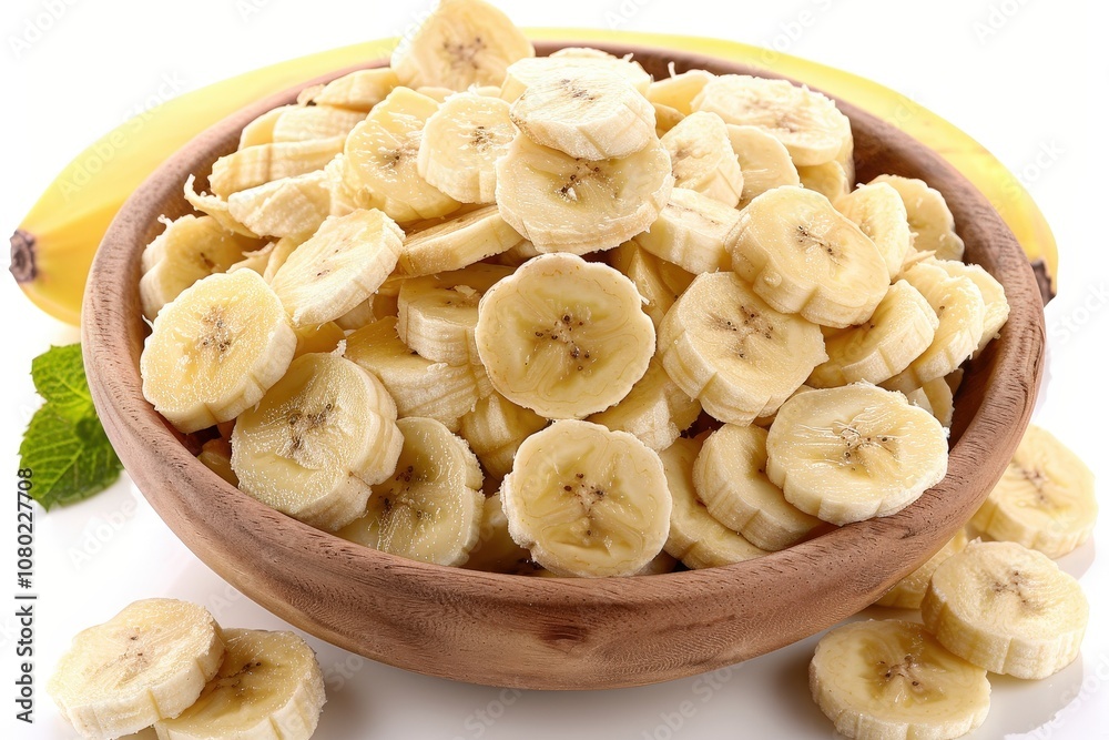 A bowl of bananas with a few pieces of green leaves on top A bowl of bananas with a few pieces of green leaves on top