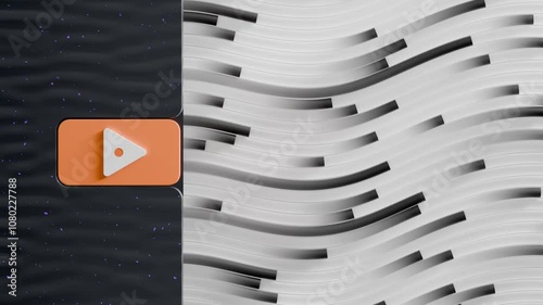 Abstract Play Button on Wavy Pattern Background