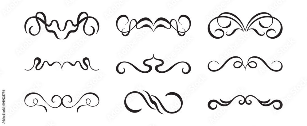 Vector graphic design template, art nouveau floral style frame and logo, minimalistic ornate border, divider and frame decoration, for packaging, branding, invitations, tattoo silhouette illustration Vector graphic design template, art nouveau floral style frame and logo, minimalistic ornate border, divider and frame decoration, for packaging, branding, invitations, tattoo silhouette illustration